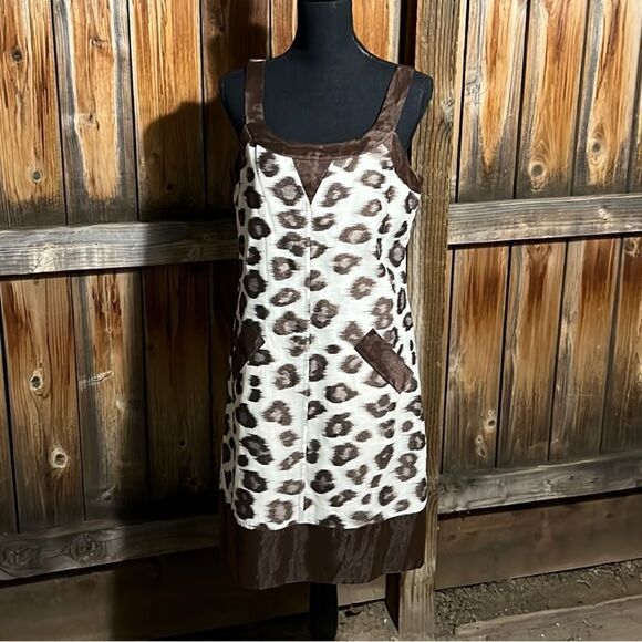 Diane von Furstenberg dress pockets cotton silk blend brown tan 10 FIRM on PRICE - Picture 1 of 5